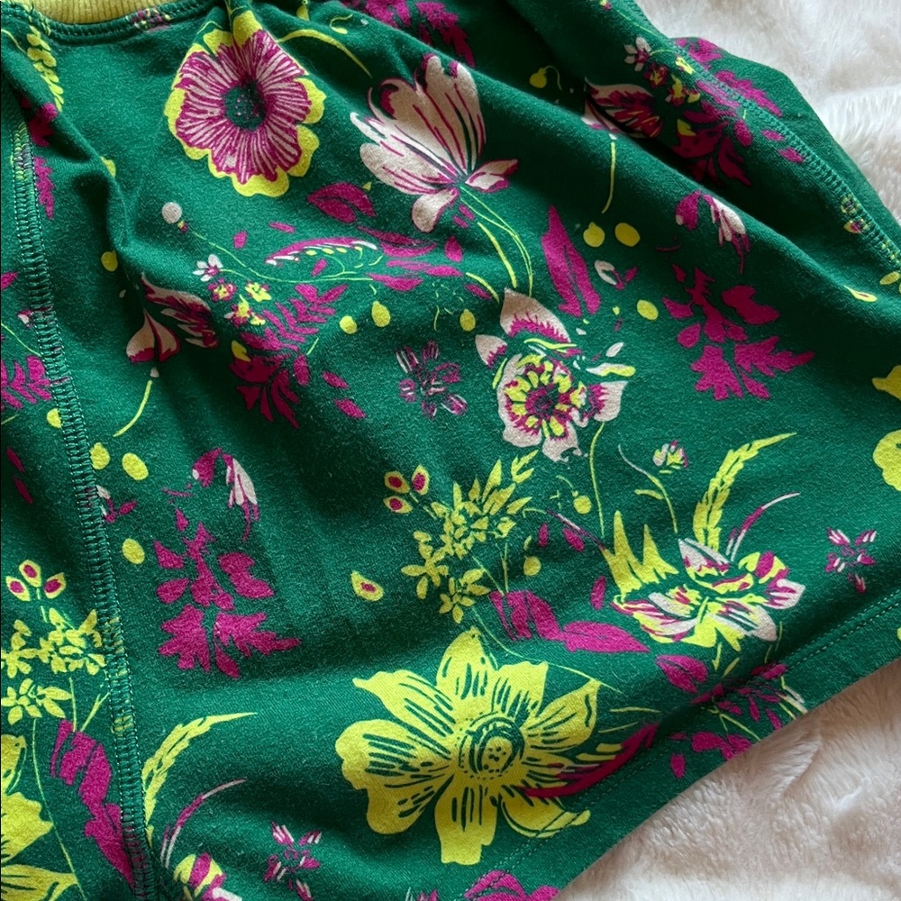 Free people movement Floral Green and Yellow Women's athletic Shorts - Picture 13 of 15
